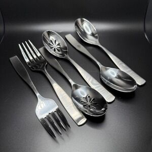 Mikasa 18/10 Stainless Steel Serving Utensils Lot 6 pcs Salad Fork Spoon